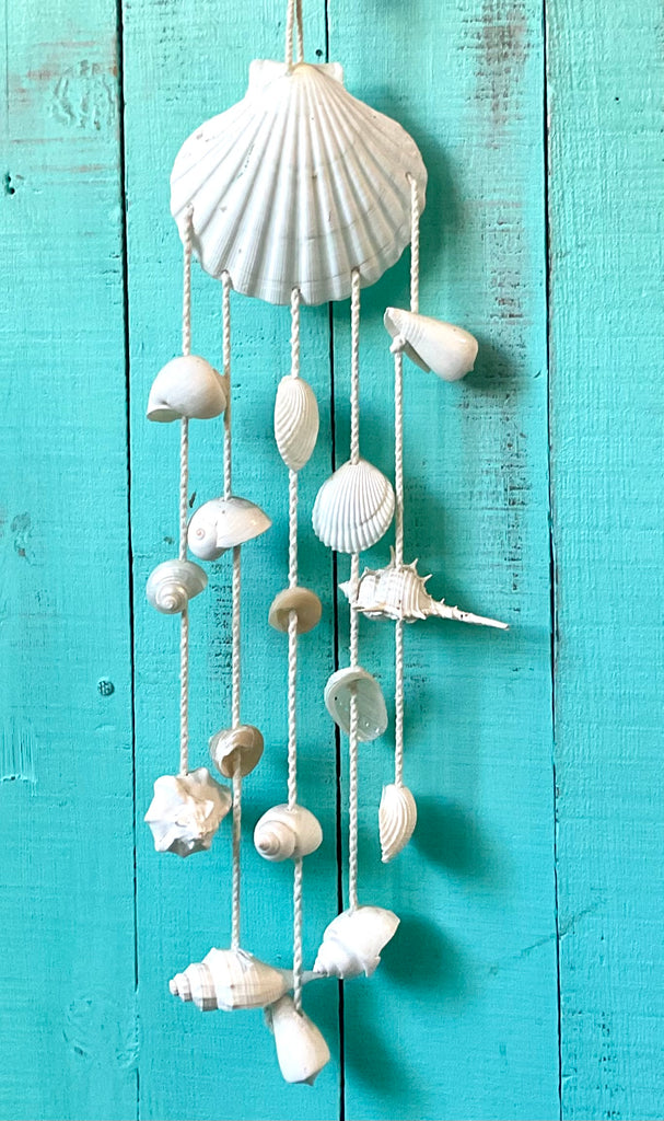 White Scallop Seashell Windchime