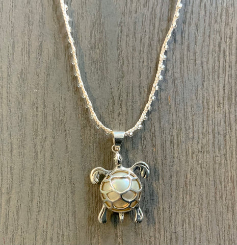 Pearl Sea Turtle Seed Bead Necklace