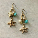 Jeweled Starfish Dangle Earrings