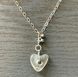 Jewel Charm Heart Seaglass Necklace