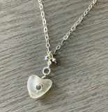 Jewel Charm Heart Seaglass Necklace