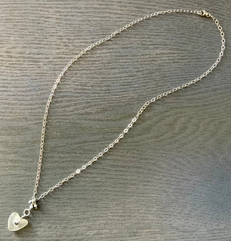 Jewel Charm Heart Seaglass Necklace