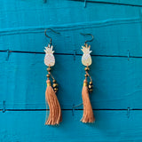 MOP Pineapple Tassel Earrings