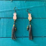 MOP Pineapple Tassel Earrings