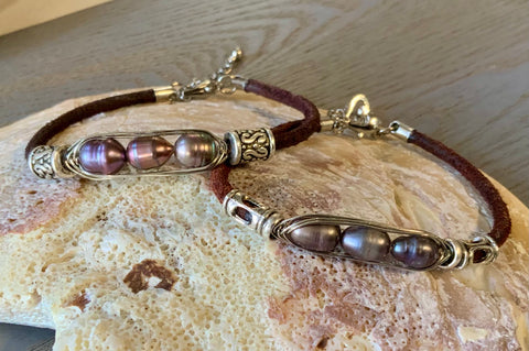 Pearl Trio Leather Bracelet