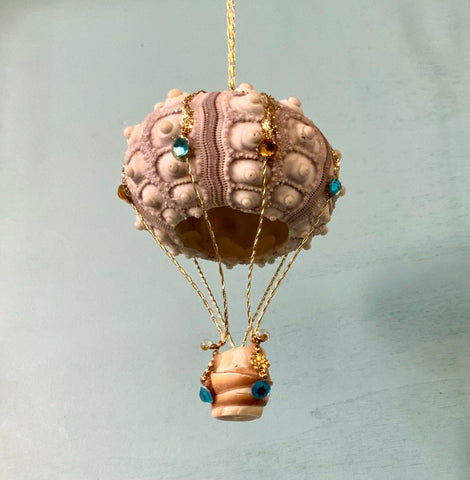 Hot Air Balloon Seashell Ornament