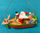 Santa Party Boat Ornament