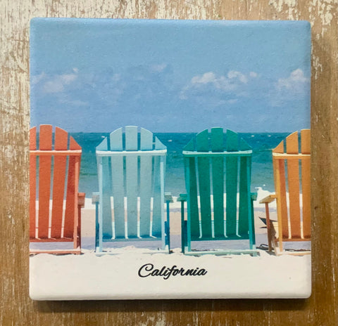 CA Beach Chair Coaster