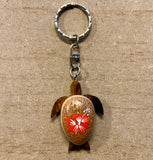 Hibiscus Turtle Wood Keychain