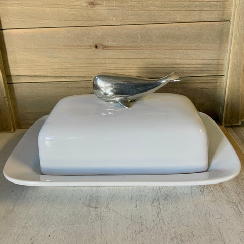 Whale Stoneware Butter Dish