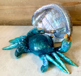 Crab Artist Abalone Figurine