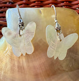 Carved MOP Butterfly Earrings