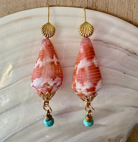 Orange Cone Howlite Earrings