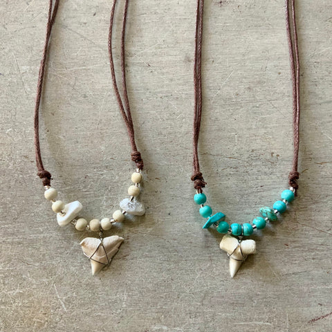 Howlite Bead Shark Tooth Necklace