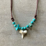 Howlite Bead Shark Tooth Necklace