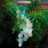 Capiz Colorful Ombré Wood Top Chime