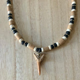 Shark Tooth Wood & Metal Necklace