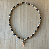 Shark Tooth Wood & Metal Necklace