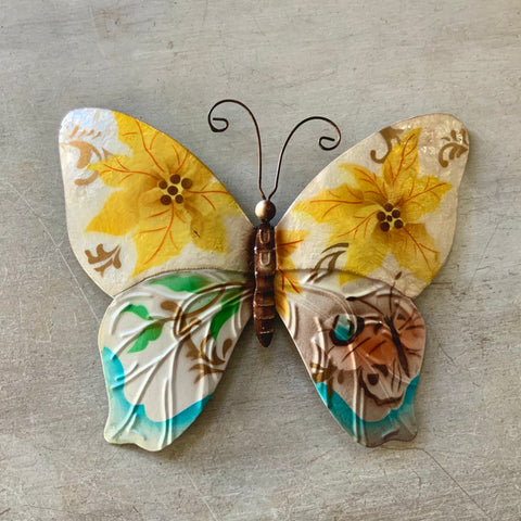 Leafy Capiz Butterfly Wall Decor