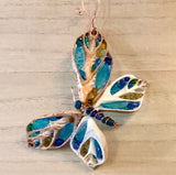 Butterfly Seashell Glass Ornament