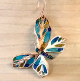 Butterfly Seashell Glass Ornament