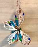 Butterfly Seashell Glass Ornament