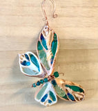 Butterfly Seashell Glass Ornament