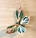 Butterfly Seashell Glass Ornament