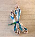 Butterfly Seashell Glass Ornament