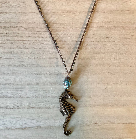 Brass Seahorse Pendant Necklace