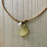 Simple Seaglass Pearl Leather Necklace