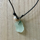 Simple Seaglass Pearl Leather Necklace