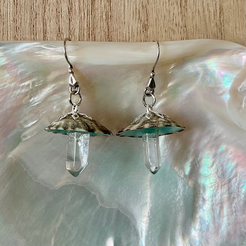 Mushroom Crystal Limpet Earrings