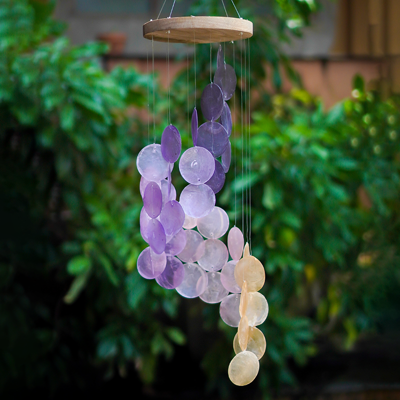 Capiz Colorful Ombré Wood Top Chime