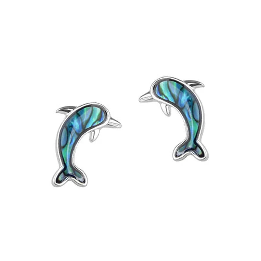 Paua Dolphin Stud Earrings