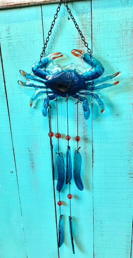 Blue Crab Glass Windchime