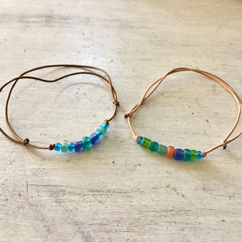 Lagoon Recycled Glass Bead Bracelet