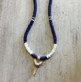 Wood Bead Shark Tooth Necklace
