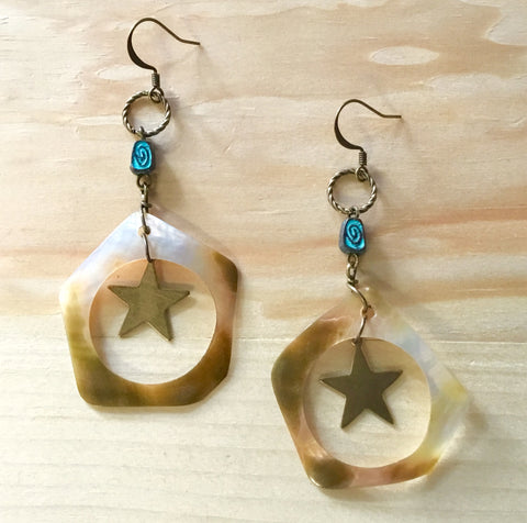 Star MOP Hoop Earrings