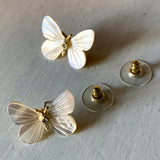 Mop Jeweled Butterfly Stud Earrings