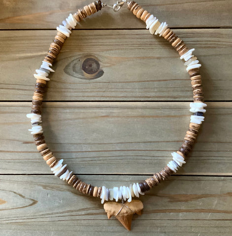 Shark Tooth Coconut Clamshell Necklace