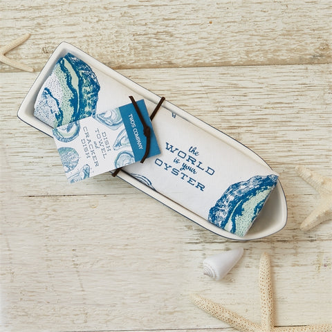 Oyster Dish and Towel Set