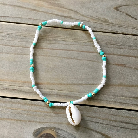 Cowrie Beaded Stretch Anklet