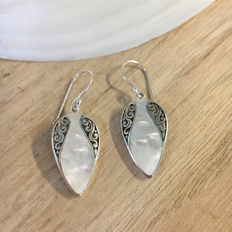 MOP Filigree Pear Earrings