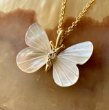 Mop Jeweled Butterfly Necklace