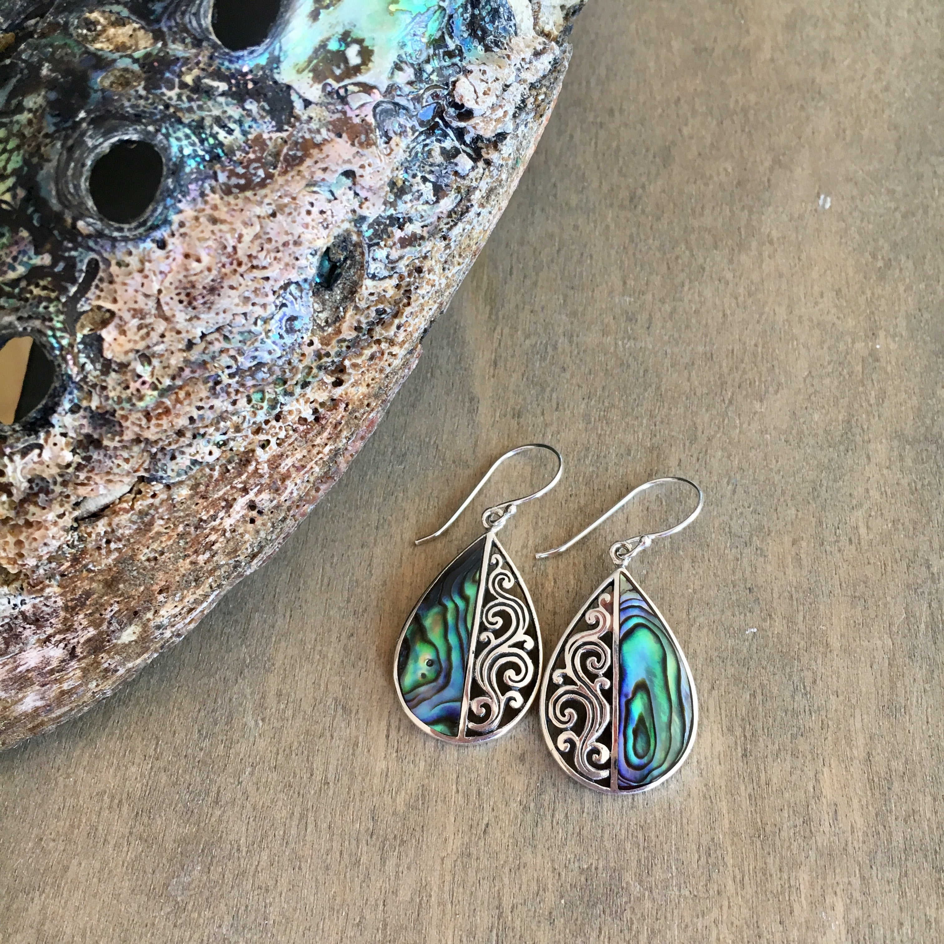 Abalone Filigree Half Drop Earrings Sea Things Ventura