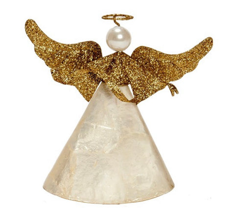 Glitter Wings Capiz Angel Ornament