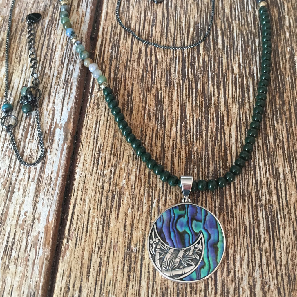 Abalone Moon Jade Necklace