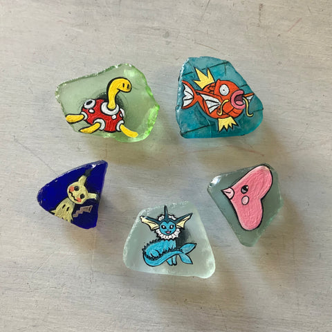 Pokémon Painted Sea Glass Magnets