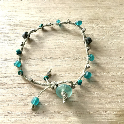 Sea Glass Button Bracelet